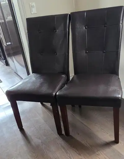 Dining Table with two faux leather chair for just $75, View more