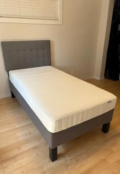 Twin Bed, mattress, headboard, mattress protector, View more