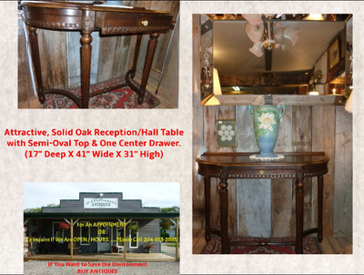 ANTIQUE SOLID OAK HALL/ENTRANCE OR SOFA TABLE WITH ONE DRAWER. 17'' Deep X 41'' Wide X 31'' High. Kr...