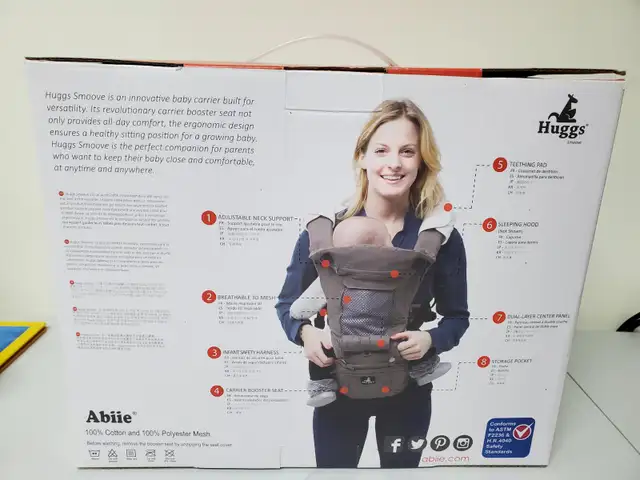 New Abiie HUGGS Baby Carrier in Strollers, Carriers & Car Seats in Markham / York Region - Image 5