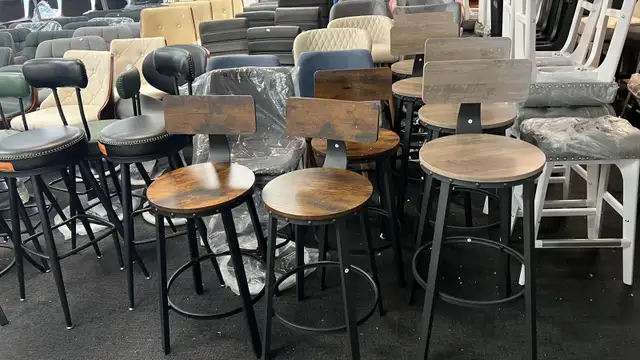Counter Stools, Bar Chairs with Backrest, 24.6-Inch Tall Seat, R in Chairs & Recliners in Markham / York Region - Image 2