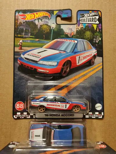 New Hot Wheels Premium Boulevard 1996 Honda Accord 1/64 diecast car with Real Riders $12 ea. or two...
