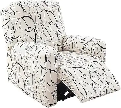 Refresh your recliner with this modern print black and cream recliner cover. Includes 1 backrest cov...