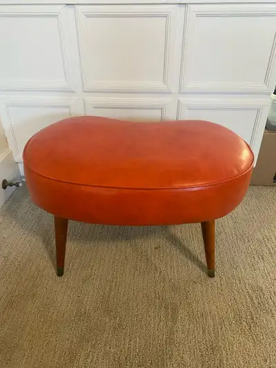 vintage orange jellybean/ kidney shape ottoman footstool , View more