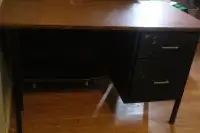 2 Drawer Metal Desk With Wood Top
