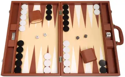 THIS LISTING IS FOR AN OPEN BOX - LIKE NEW BACKGAMMON SET WITH ALL OF ITS ORIGINAL ACCESSORIES. SEE...
