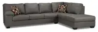 2-Piece Leather sofa-Look Fabric Right-Facing Sectional - Grey