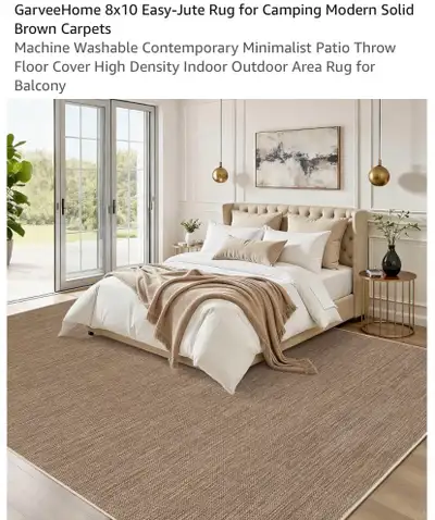 New GarveeHome 8x10 Easy-Jute Rug Indoor/Outdoor Washable, View more