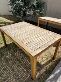 Outdoor wood table and 4 chairs (2 sets available))
