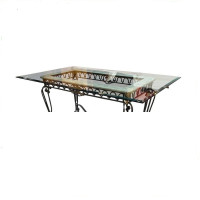 Glass, Marble, Wrought Iron Dining Table