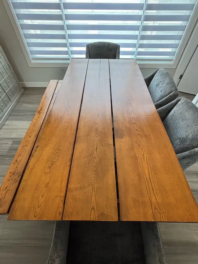 Rustic Solid Wood Dining Table and Matching Bench62863269578113122