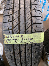 One new 235 60 18 Uniroyal allseasons tire $200 installed & bala
