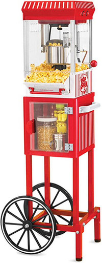 Nostalgia KPM200CART Old Fashioned Kettle Popcorn Maker Red
