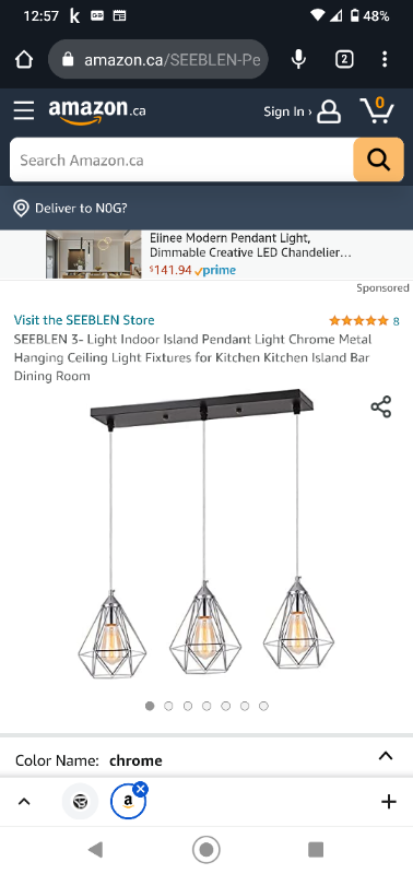Seeblen.3 light island pendant light crome metal , View more