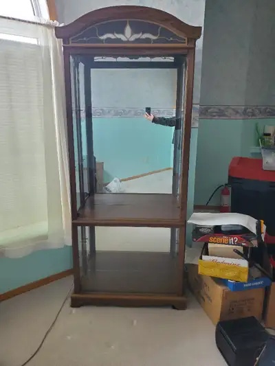 Oak curio cabinet/display case, View more