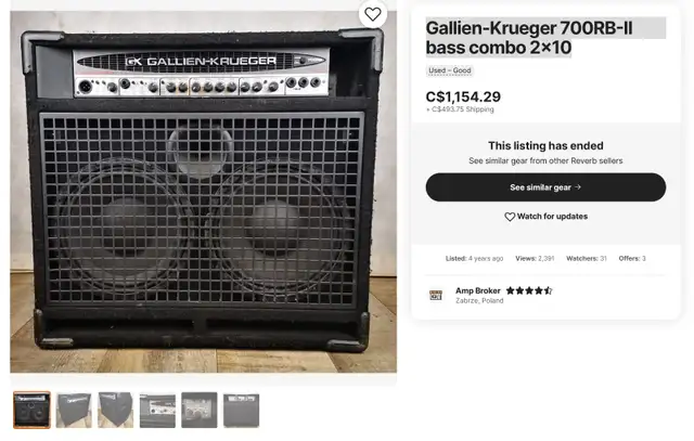 Gallien-Krueger 700RB-IIB Bass Combo Amp62863285678979124