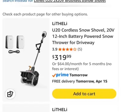 LiTHELi Snow Shovel rechargeable electric, View more