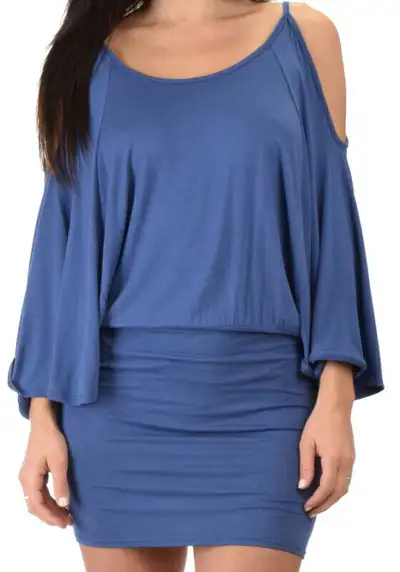 Lyss Loo Womens Cold Shouder Dress, Blue, XL, View more