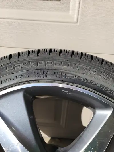 Acura "Enkei" TL2 17x7 1/2 J rims Nokian Hakkapeliita R5 winter tires studless 215/45 R17 [used one...