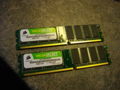 4 ram sticks 2 are 1gb & 2 are 512 all from same computer $15 ca, View more