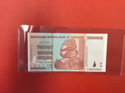 20 Trillion Dollar Zimbabwe Banknote $50 A result of Zimbabwe's hyperinflation, the 20 trillion bank...