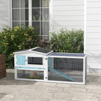 Wooden Rabbit Hutch Guinea Pig House with Removable Tray, Openab