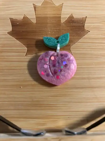 Handmade pink peach dog/cat tag, View more