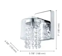 X2 Lights - Eglo Chrome Wall Sconce with Crystal Shade