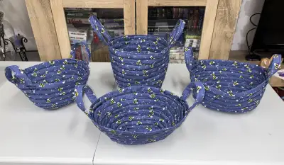 These Jelly Roll baskets are perfect for any indoor setting. The blue is perfect for almost any deco...