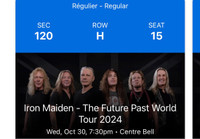 2X Iron Maiden Tickets (Oct 30th Montreal) 