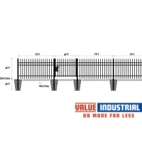 Value Industrial Ornamental Fence Kit - 144ft, 7'x4'