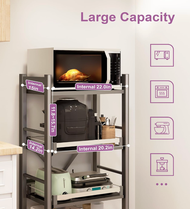 4-Tier Pull Out Bakers Rack for Kitchen Stand with Storage in Kitchen & Dining Wares in Edmonton - Image 6