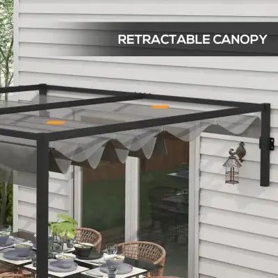 10' x 10' Lean To Pergola, Metal Pergola with Retractable Roof f, View more