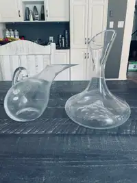 2 glass wine decanters, $5.00 each