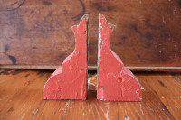 Vintage Pair of Small Wooden Corbels in Coral Paint