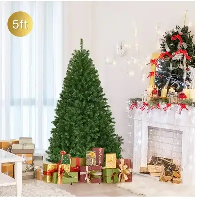 NEW Costway 5Ft Pre-Lit Artificial Christmas Tree Premium Hinged, View more