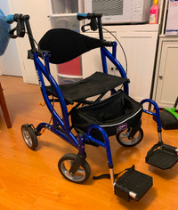 2 IN 1 Folding Rollator/Walker & Wheel Chair. Lightweight.