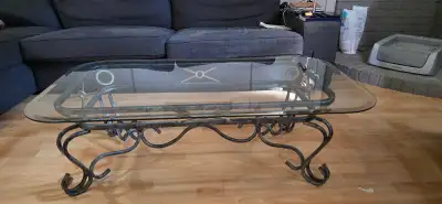 Wrought Iron Glass Coffee Table for sale, View more