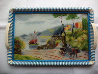 Serving Tray - 14 1/2 X 9 3/4 inch Reverse Painted Glass
