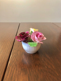 Tiny Porcelain Birks Flowers Roses Figurine Vintage Decor
