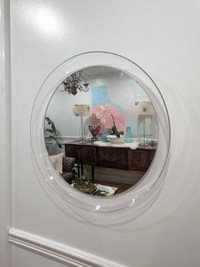 Clear Acrylic Glass Round Wall Mirror accredited to Luigi Masson