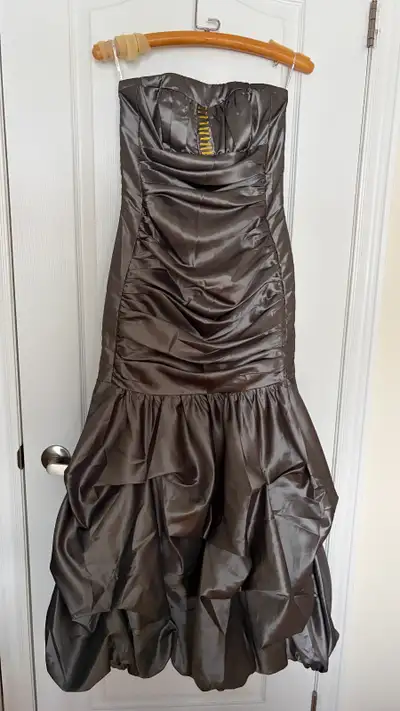 Strapless Grey Evening Gown, View more