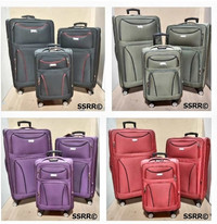 3 Piece Softside Travel Baggage Luggage Suitcase Large Medium