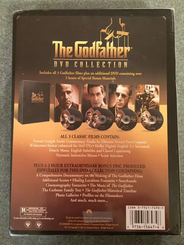 Brand new sealed The Godfather trilogy set DVD tons of extras 63347536980867121