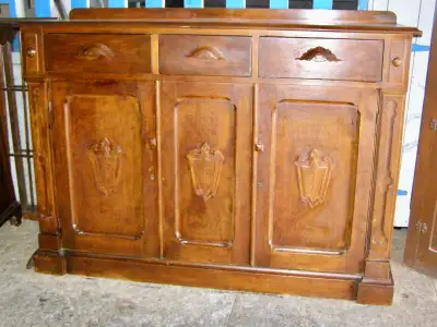 SOLID WALNUT SIDEBOARD circa 1900, View more