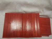 Rectangle Wooden Dining Table Red Pads Set of 6 NEW