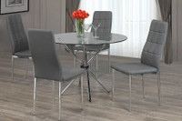 Round Glass 41" Dining Table 5 Pcs Set affordable price 