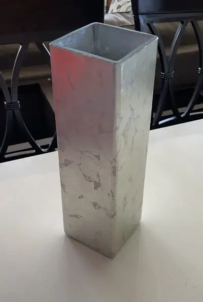 Tall Glass 12” Rectangular Decorative Vase – Silver Etched, View more