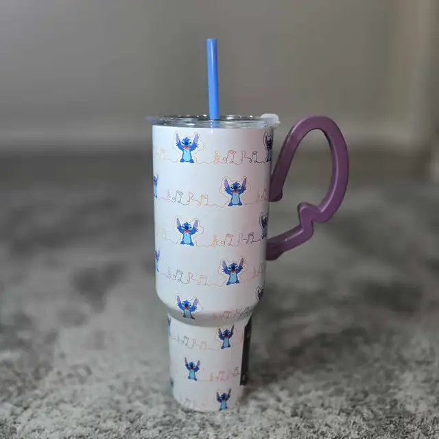 Disney Stitch Stainless Steel Tumbler with Handle and Straw 