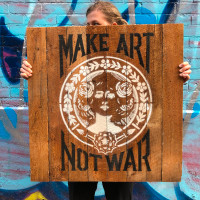 Make Art Not War (Large Reclaimed Wood Art)